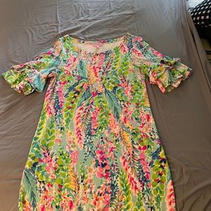 Lilly Pulitzer Floral Dress M Flounce Sleeves